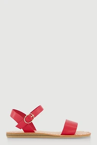 Womens Faux Leather Band Ankle Strap Sandals, Red, Size 7.5