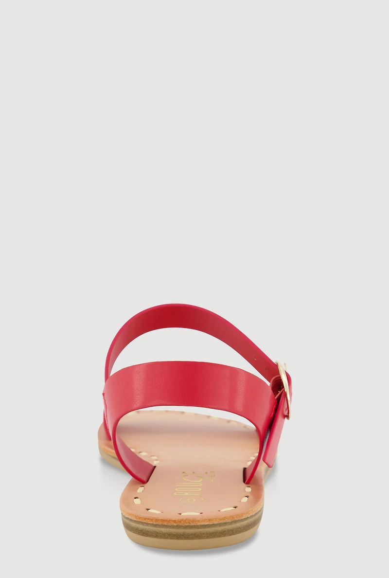 Womens Faux Leather Band Ankle Strap Sandals, Red, Size 7.5