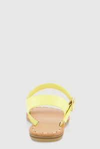 Womens Faux Leather Band Ankle Strap Sandals, Yellow,