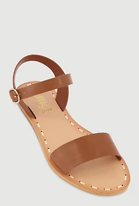 Faux Leather Band Ankle Strap Sandals