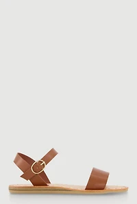 Womens Faux Leather Band Ankle Strap Sandals,