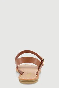 Womens Faux Leather Band Ankle Strap Sandals,