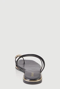 Metallic Toe Loop Asymmetrical Strappy Slide Sandals