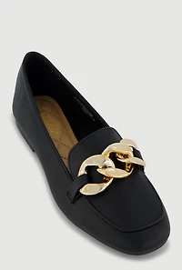 Metallic Chain Link Almond Toe Loafers