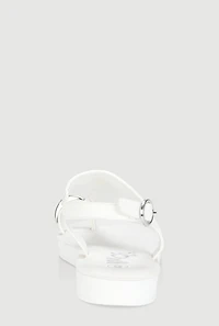 Metallic Detail Toe Loop Ankle Strap Sandals