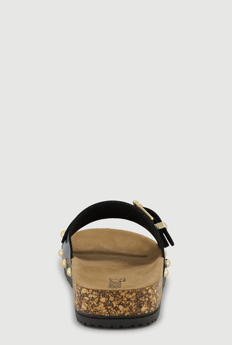 Buckle Detail Band Slide Sandals