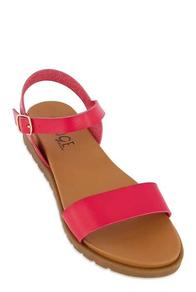 Womens Open Toe Buckle Strap Sandals, Red, Size 9