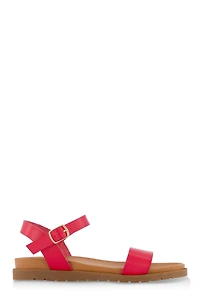 Womens Open Toe Buckle Strap Sandals, Red, Size 9