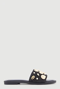 Metallic Seashell Band Slide Sandals