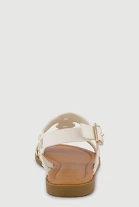 Metallic Grommet Ankle Strap Open Toe Sandals