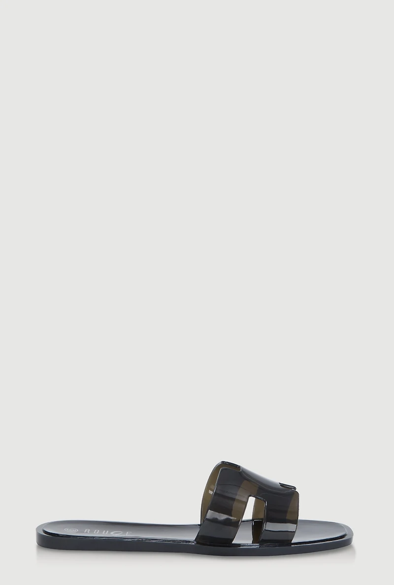 Jelly Cutout H Band Slide Sandals