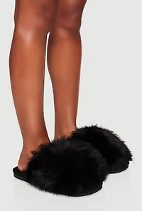 Womens Cozy Faux Fur Round Toe Slippers,