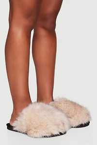 Womens Cozy Faux Fur Round Toe Slippers,
