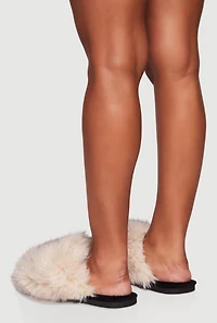 Womens Cozy Faux Fur Round Toe Slippers,