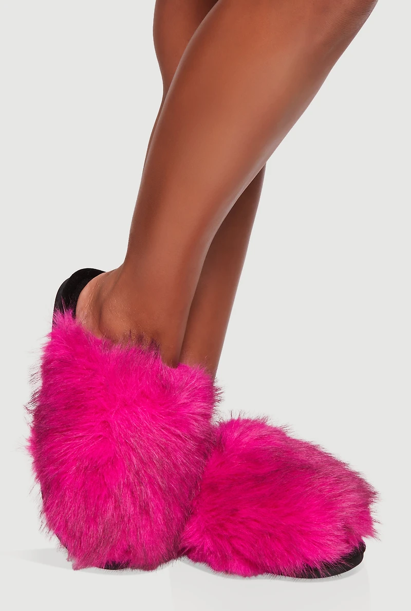 Cozy Faux Fur Round Toe Slippers