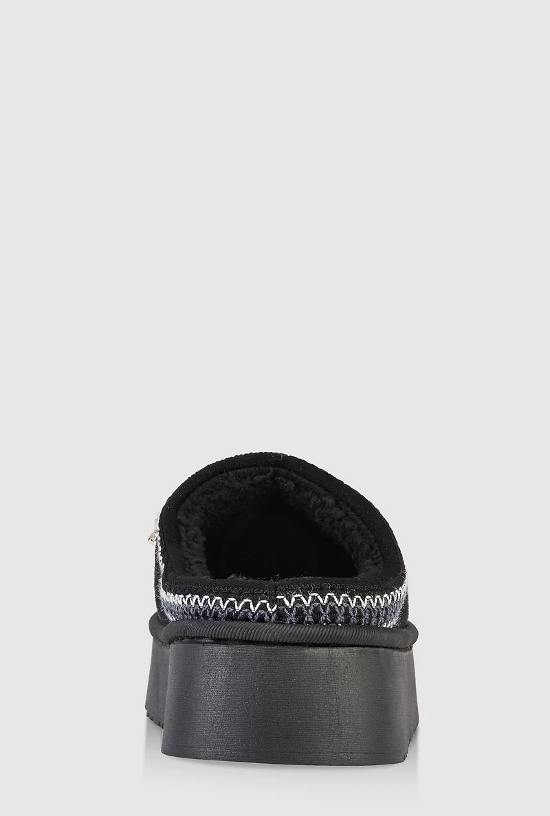 Womens Studded Charm Low Platform Mule Slippers,