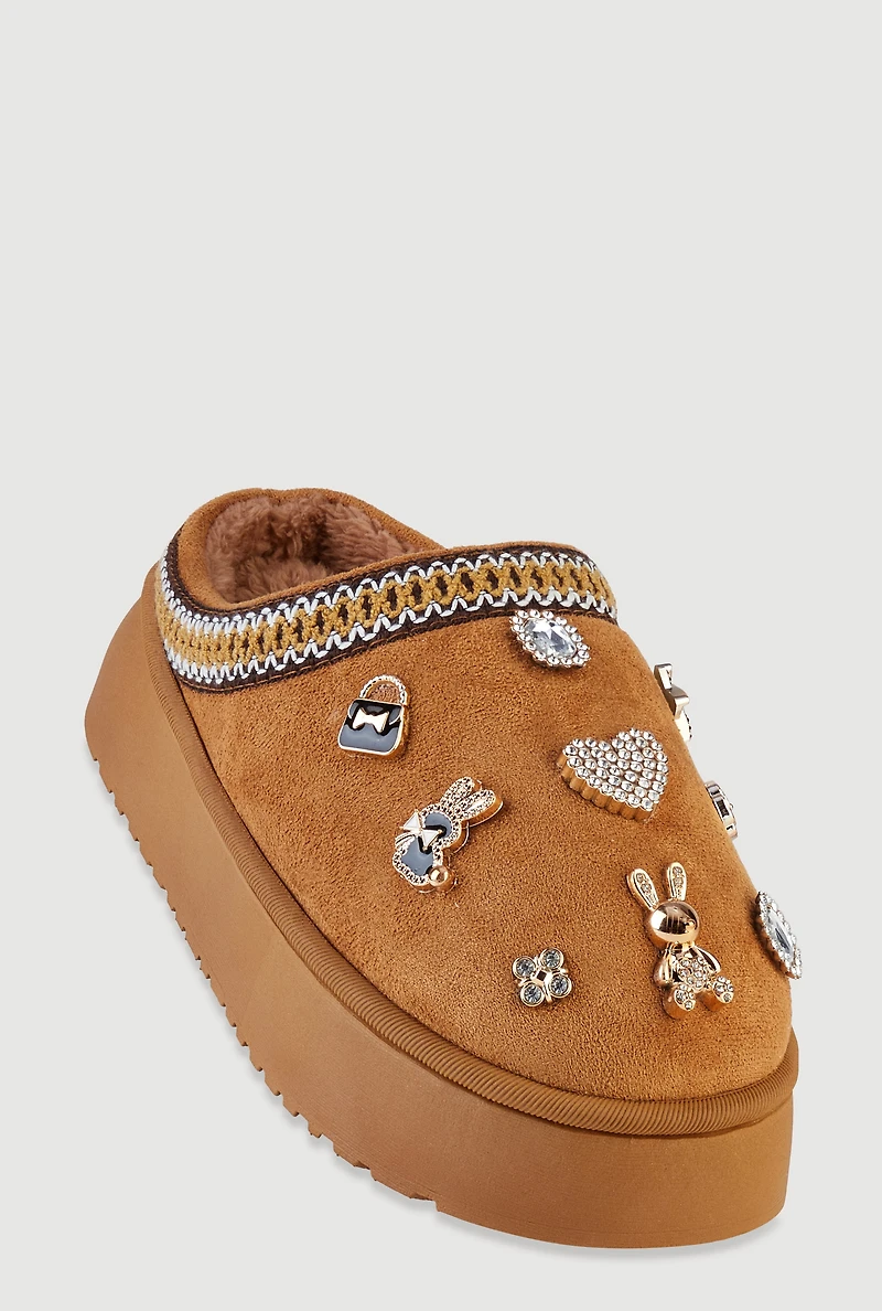 Studded Charm Low Platform Mule Slippers