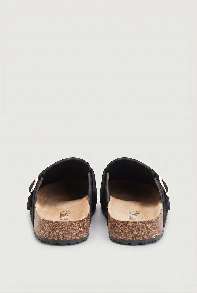 Chain Link Rhinestone Charm Faux Suede Clog Mules