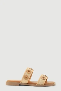 Womens Metallic Floral Cut Out Detail Slide Sandals,