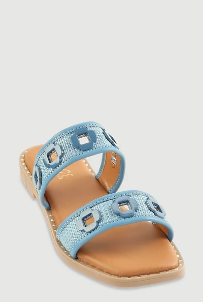 Womens Metallic Floral Cut Out Detail Slide Sandals,