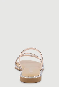 Rhinestone Embellished Strappy Slide Sandals