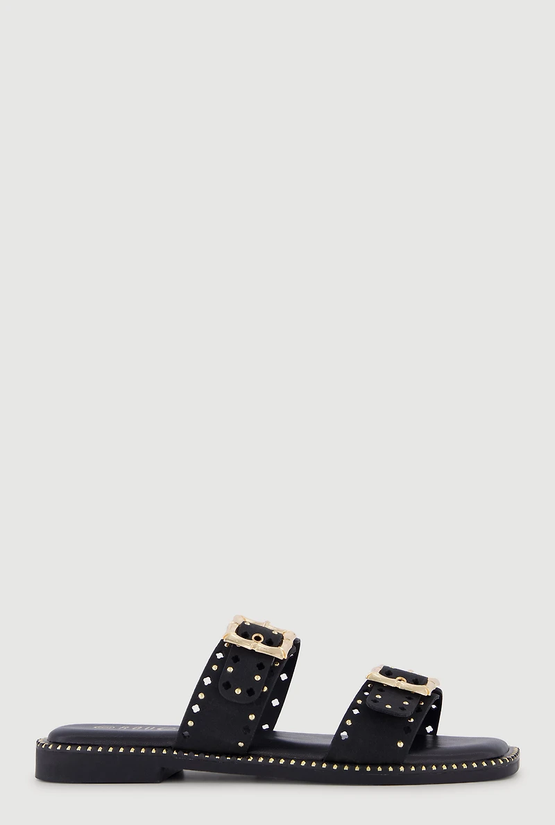 Double Cut Out Buckle Band Open Toe Sandals
