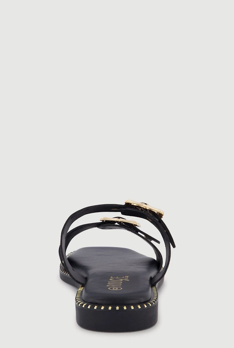 Double Cut Out Buckle Band Open Toe Sandals