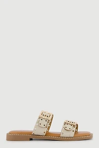 Double Cut Out Buckle Band Open Toe Sandals