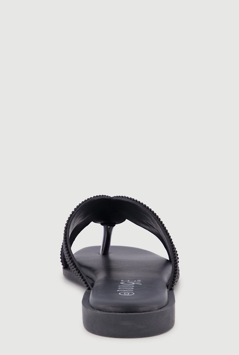 Faux Pearl Starfish Band Thong Sandals