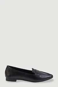 Faux Leather Pointed Toe Loafers