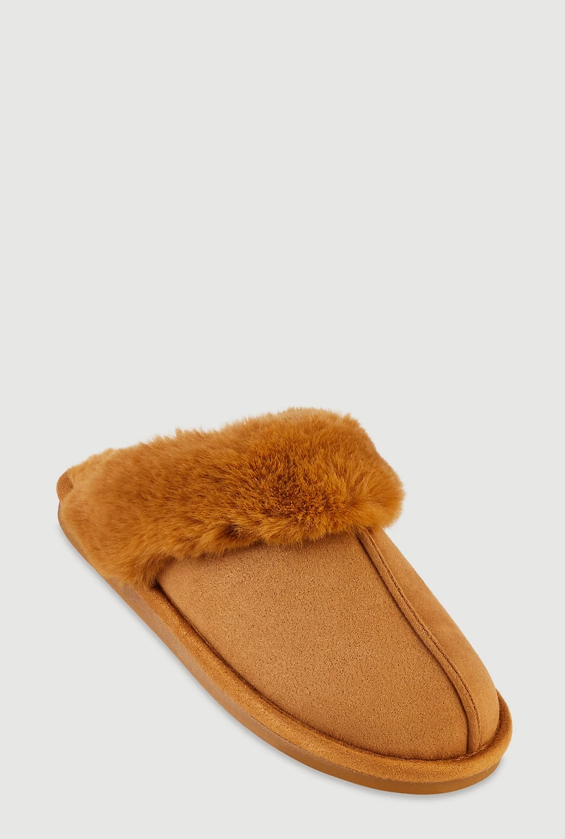 Womens Faux Fur Lined Slippers, 5-6