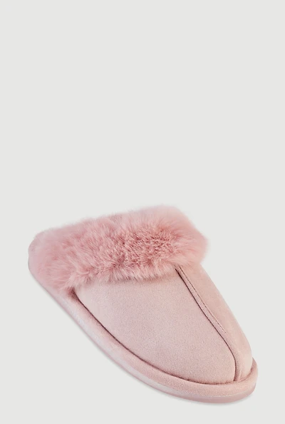 Womens Faux Fur Lined Slippers, Pink,