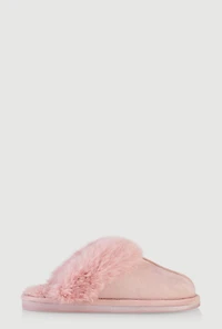 Womens Faux Fur Lined Slippers, Pink,