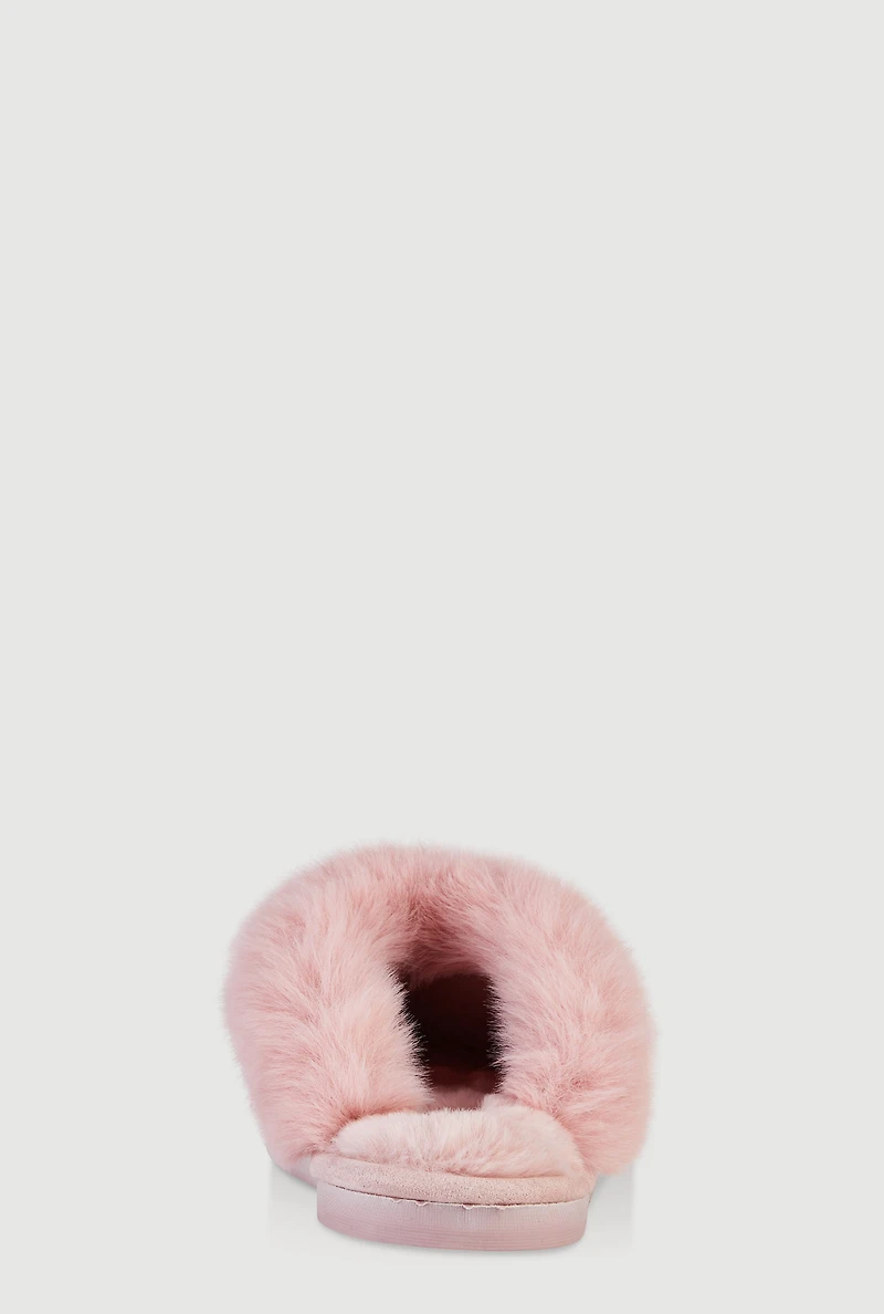 Womens Faux Fur Lined Slippers, Pink,