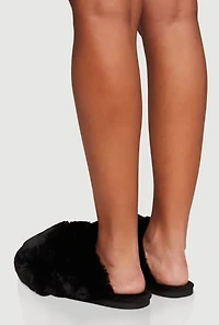 Womens Fuzzy Round Toe Slippers,