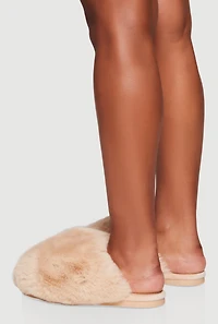 Womens Fuzzy Round Toe Slippers,