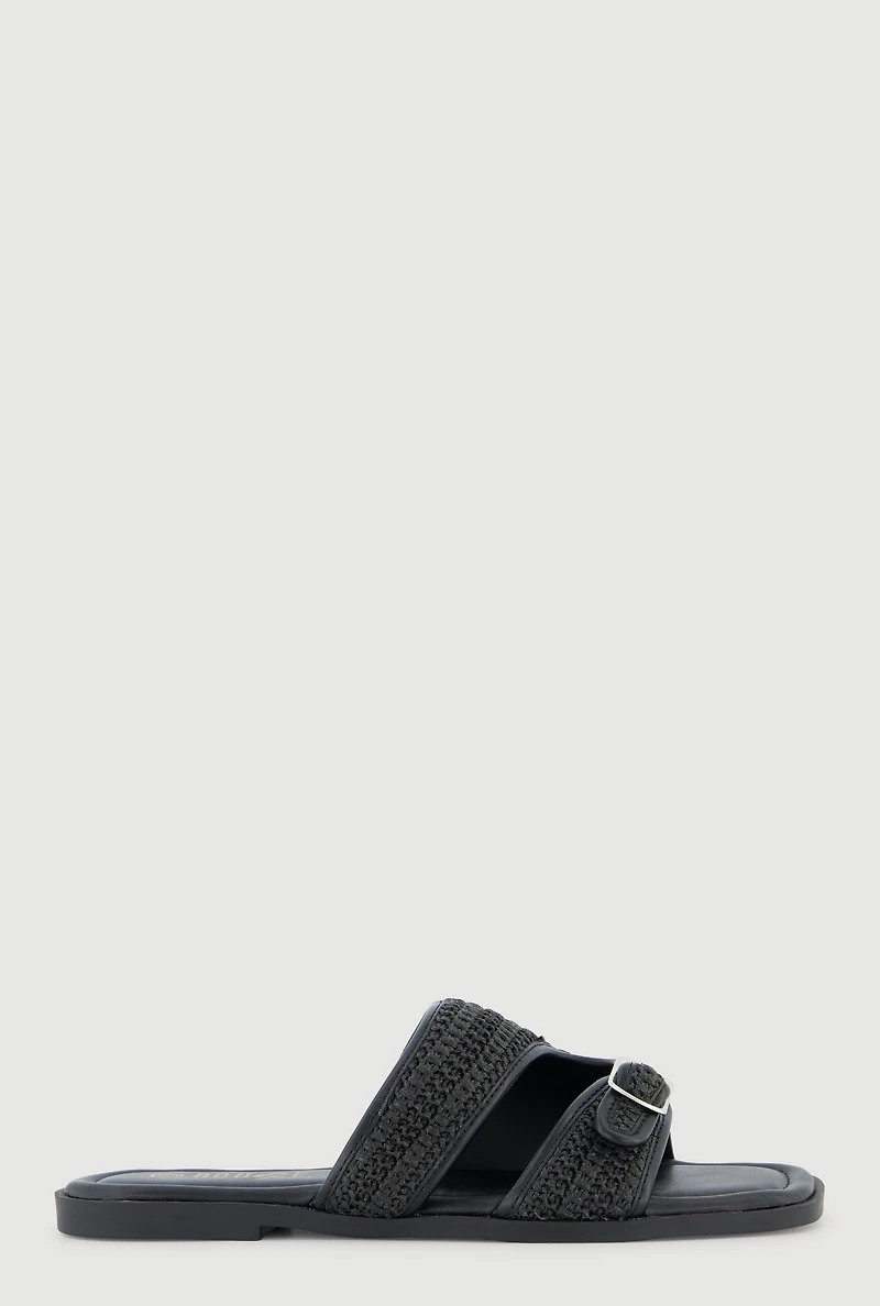 Cutout Detail Buckle Band Slide Sandals