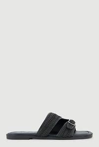 Cutout Detail Buckle Band Slide Sandals