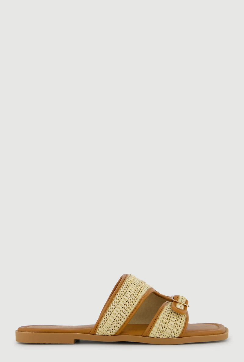 Cutout Detail Buckle Band Slide Sandals