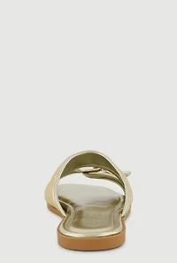 Cutout Detail Buckle Band Slide Sandals