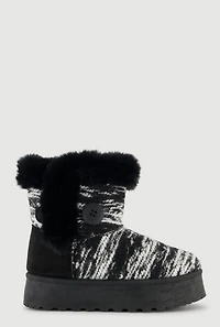 Womens Faux Fur Lined Button Loop Platform Booties,