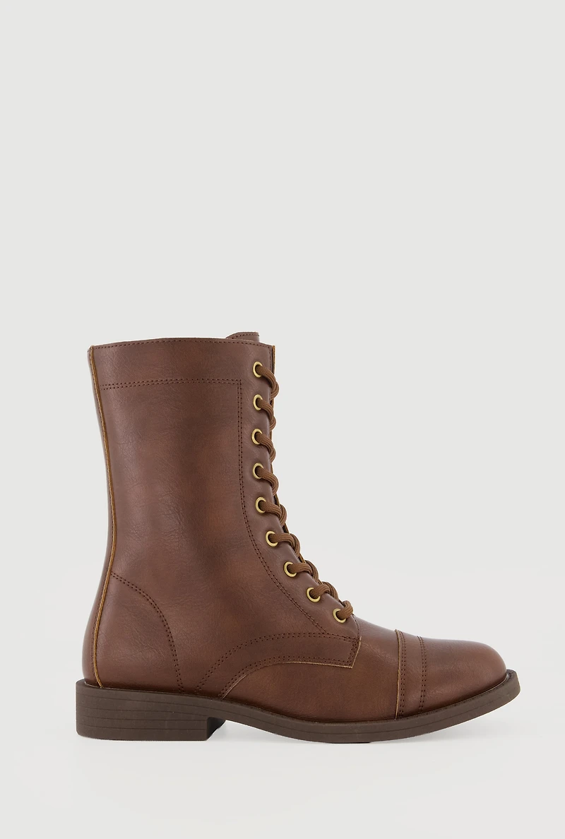 Side Zip Lace Up Combat Boots