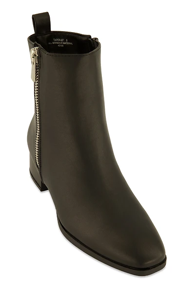 Side Zip Block Mid Heel Booties