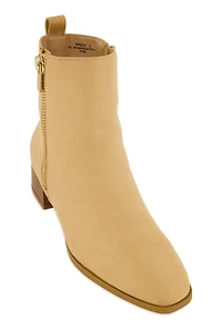 Side Zip Block Mid Heel Booties