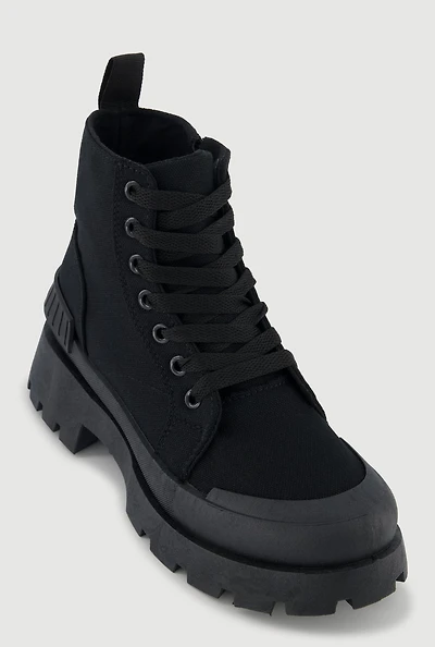 Womens Cap Toe Lace Up Side Zip Combat Boots,