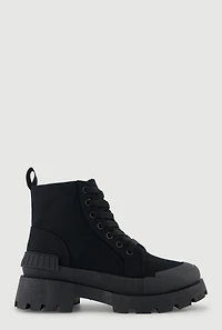 Womens Cap Toe Lace Up Side Zip Combat Boots,
