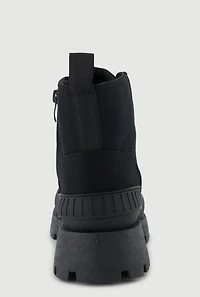 Womens Cap Toe Lace Up Side Zip Combat Boots, Black, Size 8