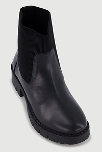 Genuine Leather Block Heel Chelsea Boots