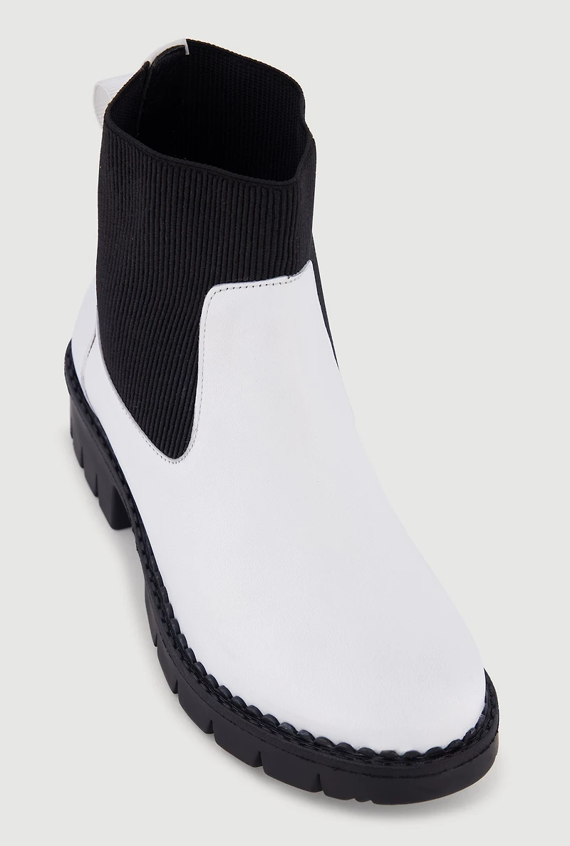 Genuine Leather Block Heel Chelsea Boots