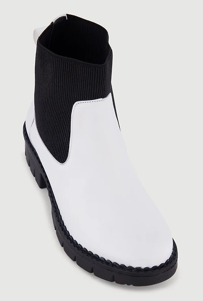 Genuine Leather Block Heel Chelsea Boots